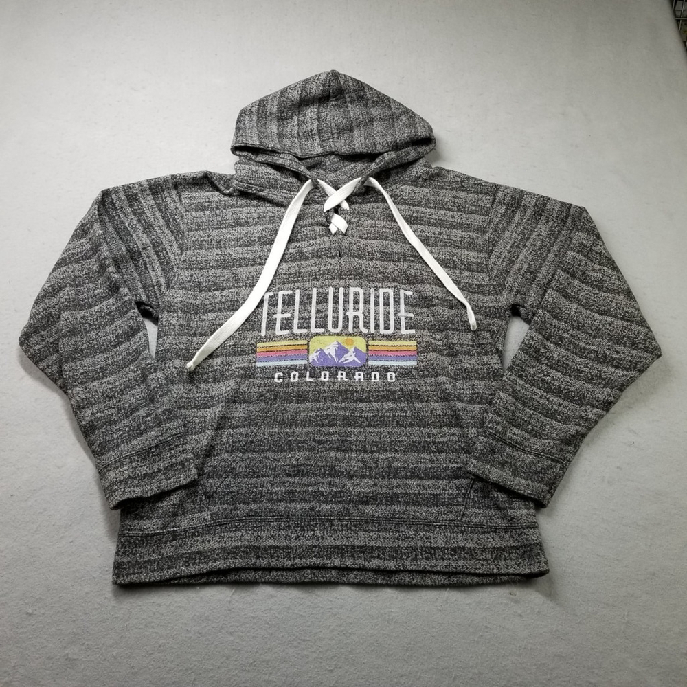 Telluride Colorado Hoodie Womens Size L Pullover Hooded Ski Lone Rock Black
